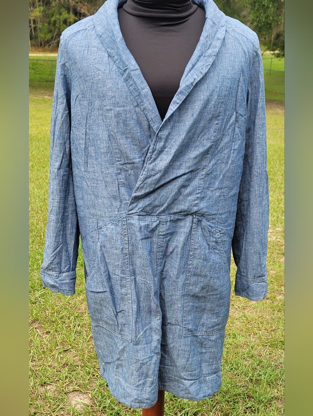 Free People Chambray Blue Wrap Shirt Dress Size Large ❤️ NWT & Beautiful!